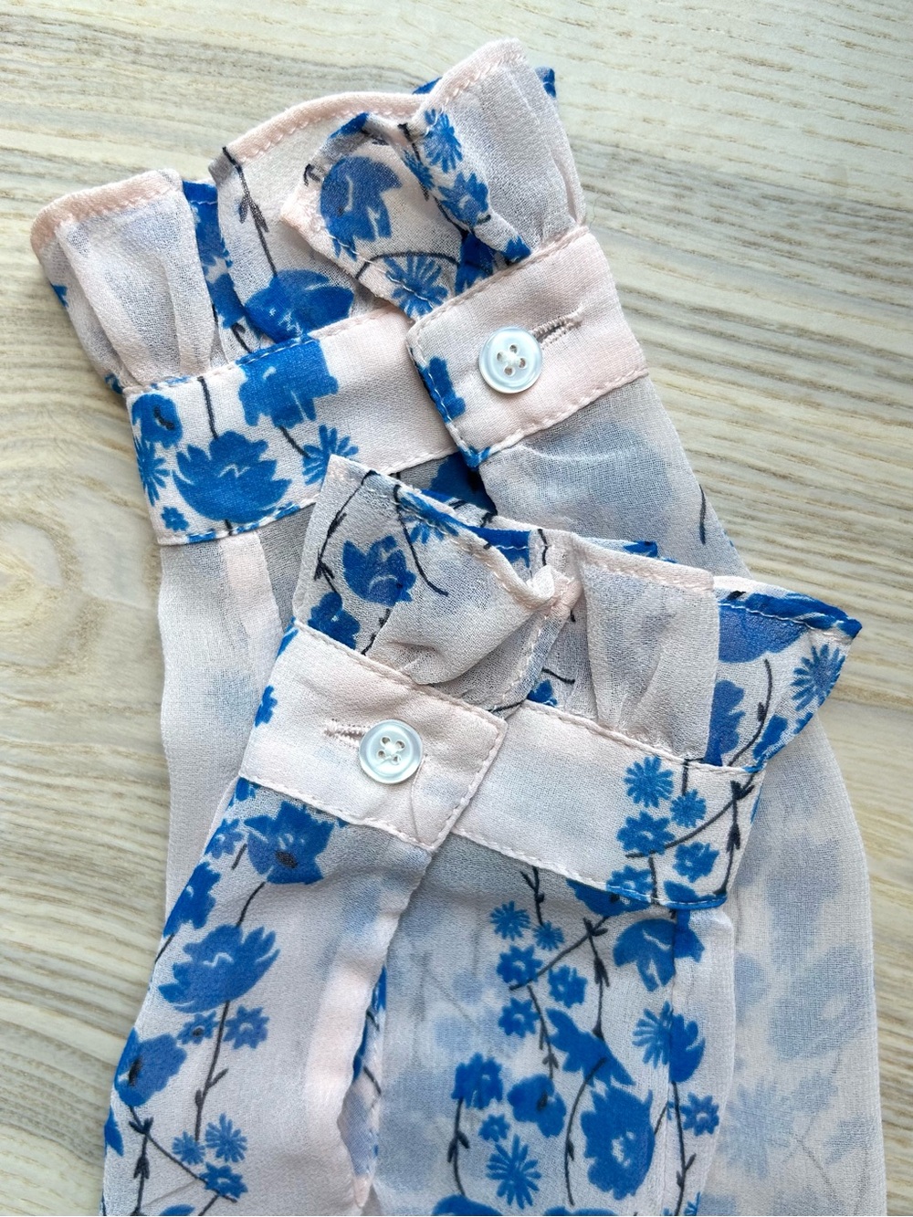 Boden Light Pink Blue Floral Ruffle Buttondown Top Preppy British Style Size 6 - Picture 5 of 7